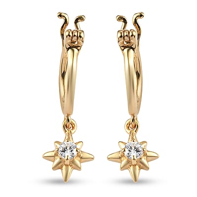You are My Blessing Jewelry Gift Set with Simulated Diamond Starburst Hoop Earrings in 14K Yellow Gold Over Sterling Silver 0.50 ctw