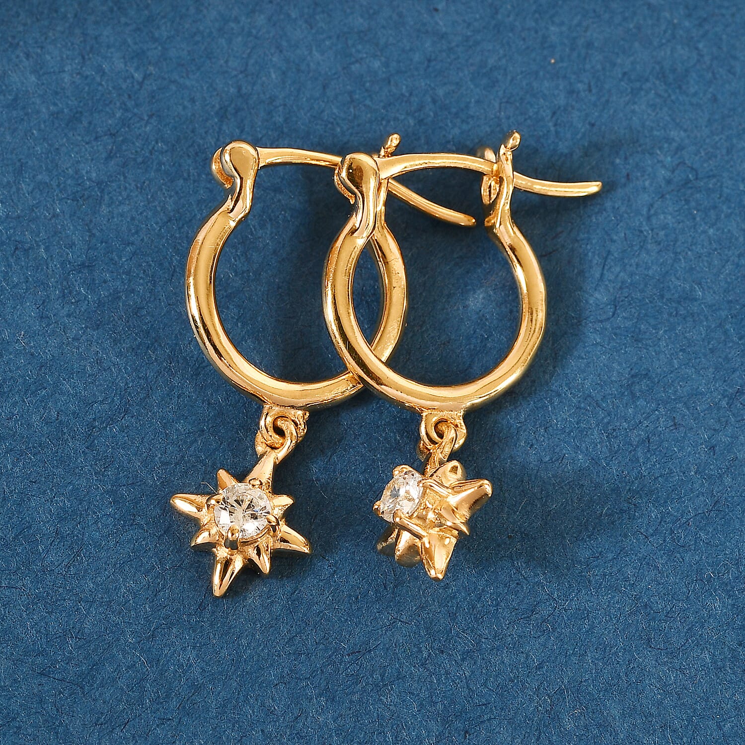 You are My Blessing Jewelry Gift Set with Simulated Diamond Starburst Hoop Earrings in 14K Yellow Gold Over Sterling Silver 0.50 ctw