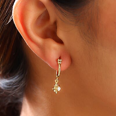 You are My Blessing Jewelry Gift Set with Simulated Diamond Starburst Hoop Earrings in 14K Yellow Gold Over Sterling Silver 0.50 ctw