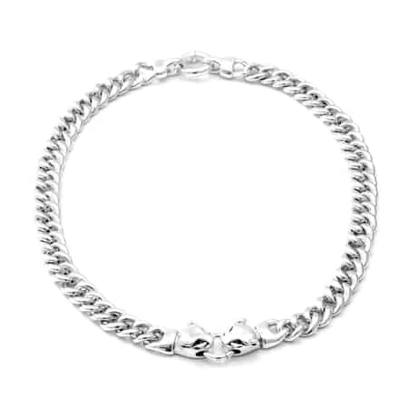 Designer Inspired Oversized Sterling Silver Statement Panther Curb Necklace 19.5 Inches 47.80 Grams image number 0