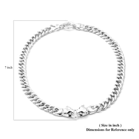 Designer Inspired Oversized Sterling Silver Statement Panther Curb Necklace 19.5 Inches 47.80 Grams image number 4