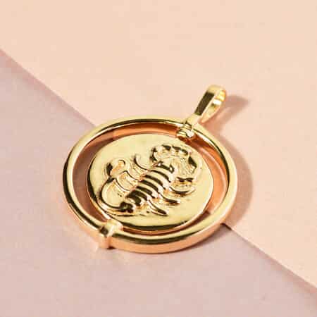 Vermeil Yellow Gold Over Sterling Silver Scorpio Zodiac Circle Pendant 3 Grams image number 1