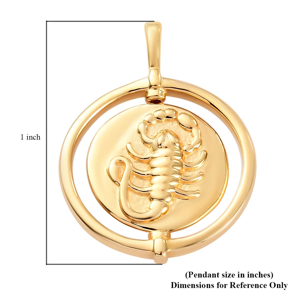 Vermeil Yellow Gold Over Sterling Silver Scorpio Zodiac Circle Pendant 3 Grams image number 4