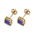 Asscher Cut Color Change Fluorite Solitaire Stud Earrings in Vermeil Yellow Gold Over Sterling Silver 2.75 ctw image number 3