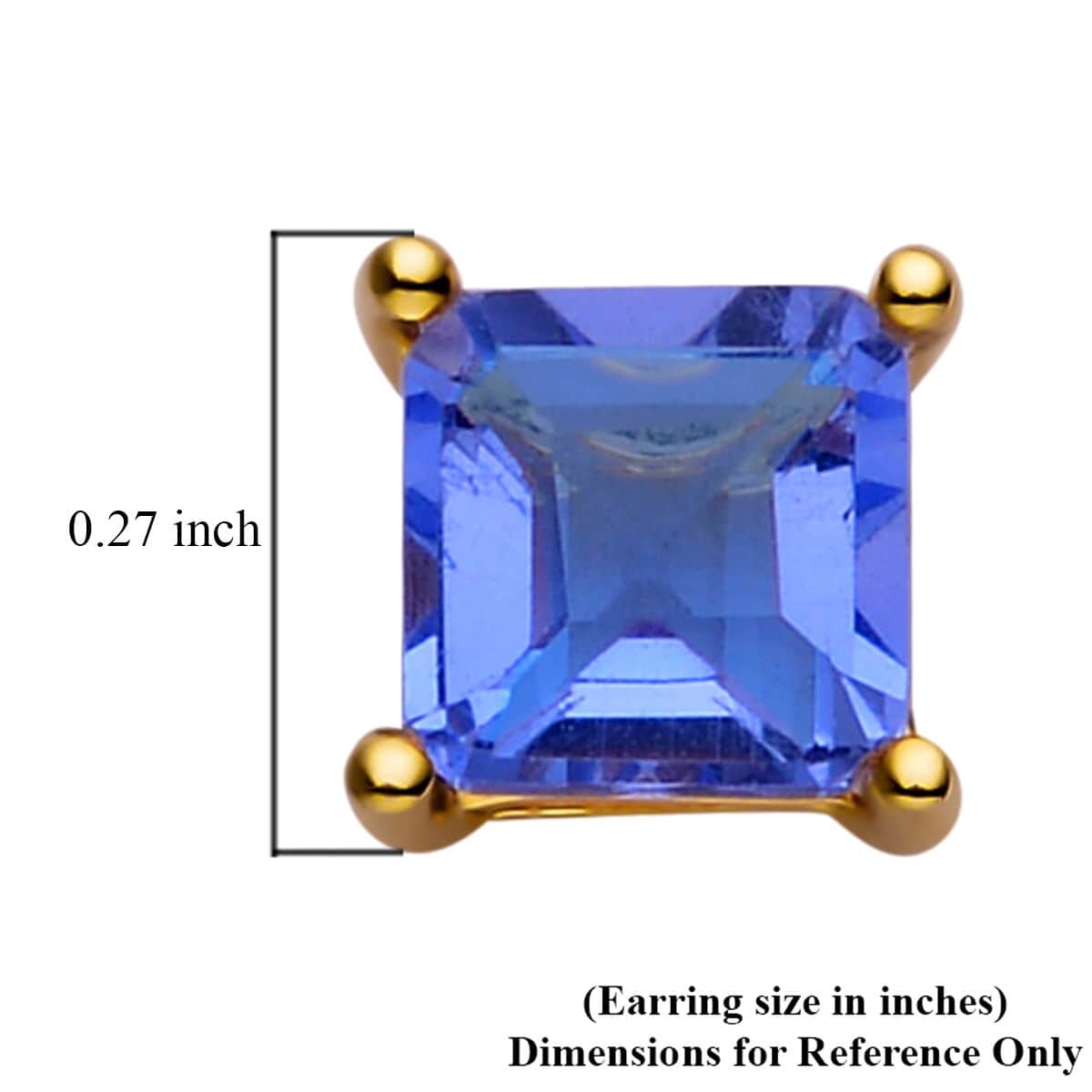 Asscher Cut Color Change Fluorite Solitaire Stud Earrings in Vermeil Yellow Gold Over Sterling Silver 2.75 ctw image number 4