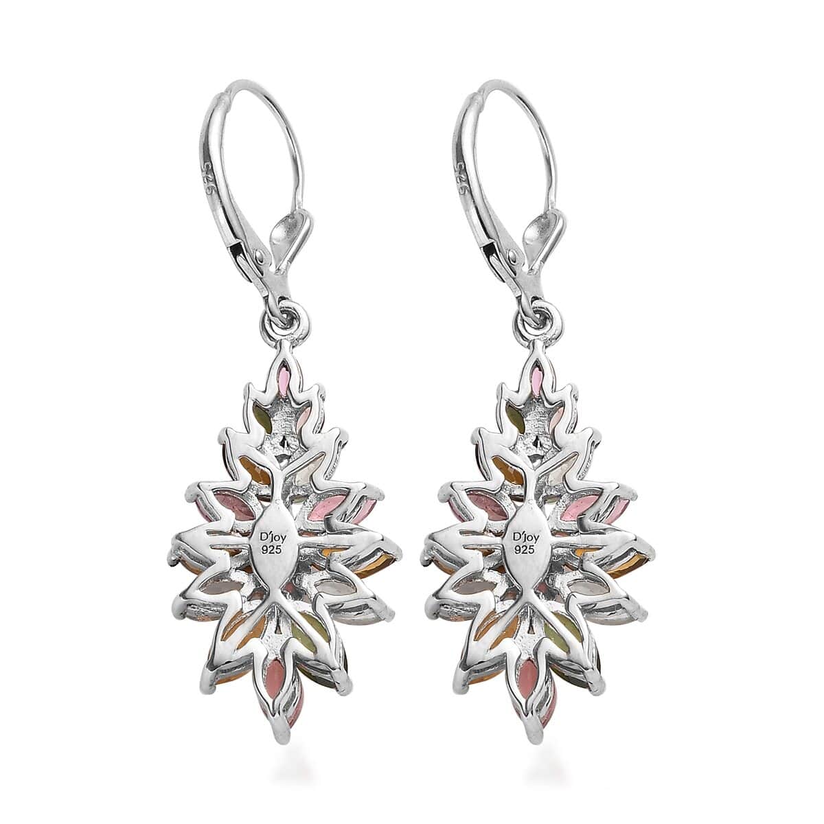 Jardin Collection Multi-Tourmaline Floral Spray Earrings in Platinum Over Sterling Silver 4.50 ctw image number 3