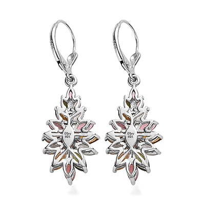 Multi-Tourmaline Floral Spray Earrings in Platinum Over Sterling Silver 4.50 ctw