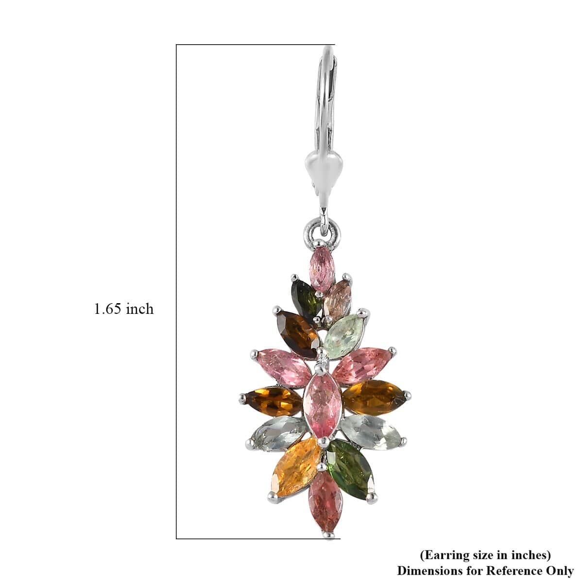 Jardin Collection Multi-Tourmaline Floral Spray Earrings in Platinum Over Sterling Silver 4.50 ctw image number 4