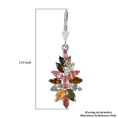 Multi-Tourmaline Floral Spray Earrings in Platinum Over Sterling Silver 4.50 ctw