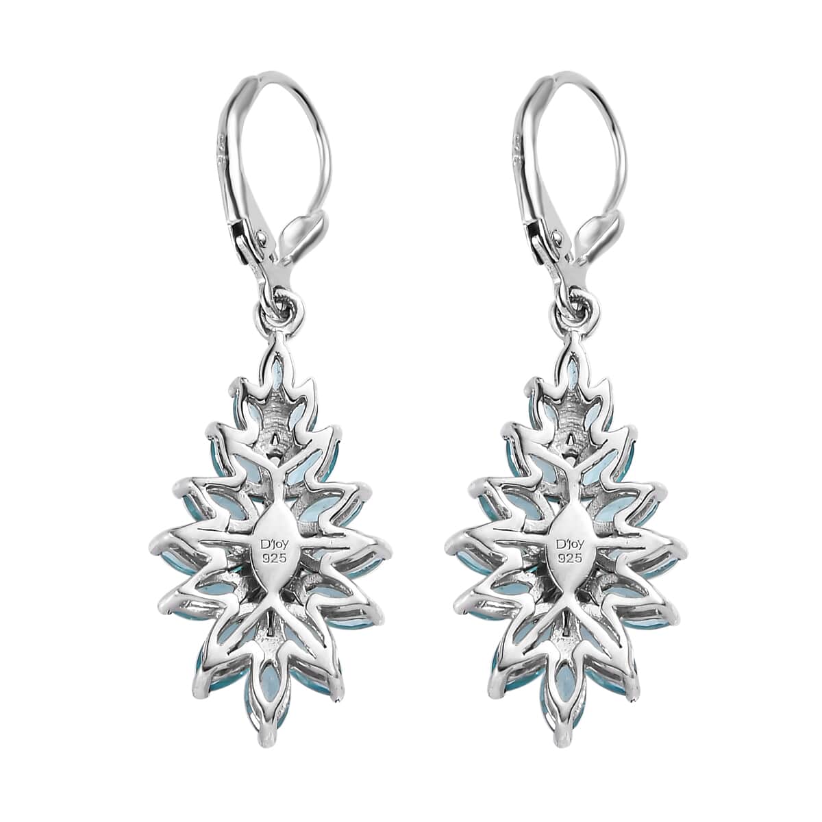 Madagascar Paraiba Apatite Floral Spray Earrings in Platinum Over Sterling Silver 4.50 ctw image number 3