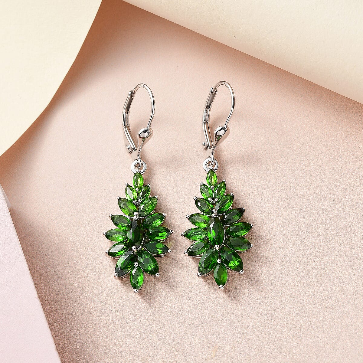 Chrome Diopside Floral Spray Earrings in Platinum Over Sterling Silver 5.50 ctw image number 1