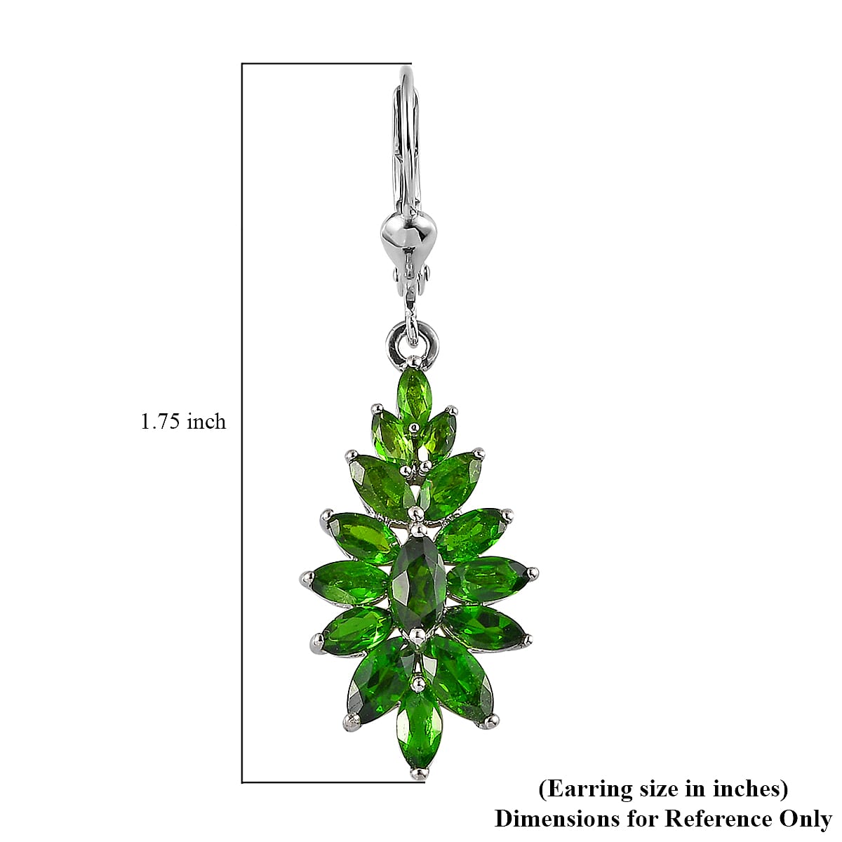 Chrome Diopside Floral Spray Earrings in Platinum Over Sterling Silver 5.50 ctw image number 4