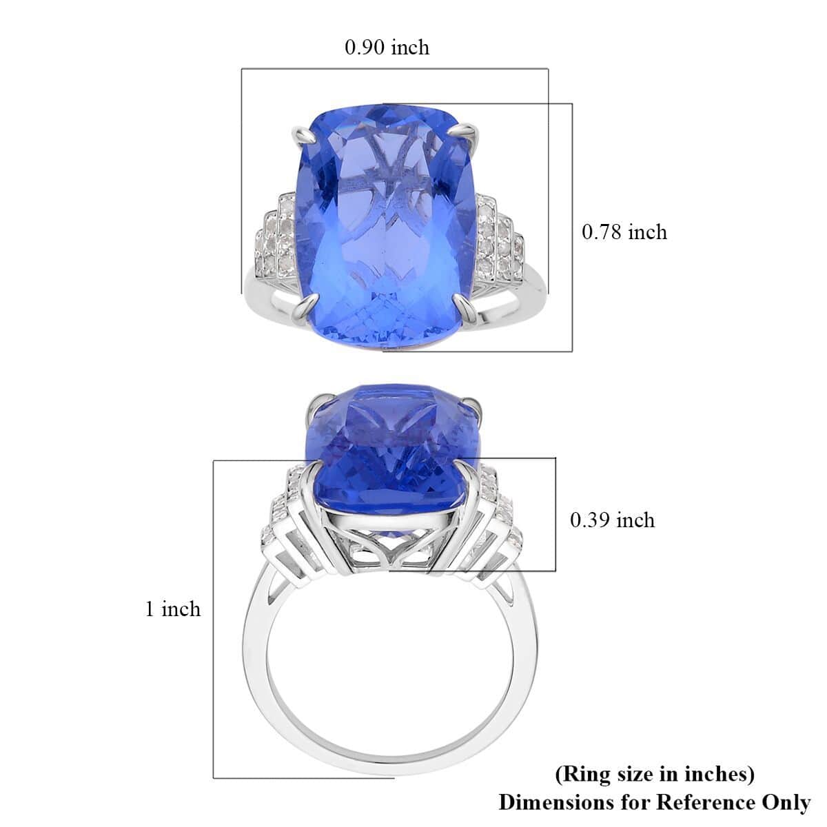 Color Change Fluorite (IR), Diamond (0.15 cts) Ring in Rhodium Over Sterling Silver (Size 10.0) 16.00 ctw image number 5