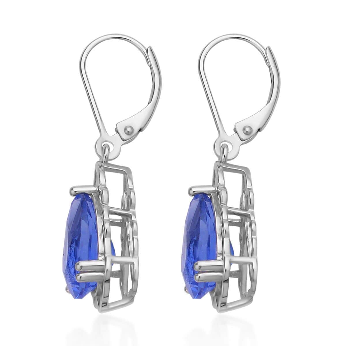Color Change Fluorite Solitaire Lever Back Earrings in Rhodium Over Sterling Silver 7.10 ctw image number 3