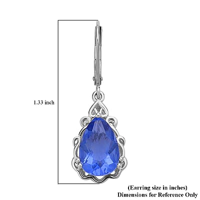 Color Change Fluorite Solitaire Lever Back Earrings in Rhodium Over Sterling Silver 7.10 ctw
