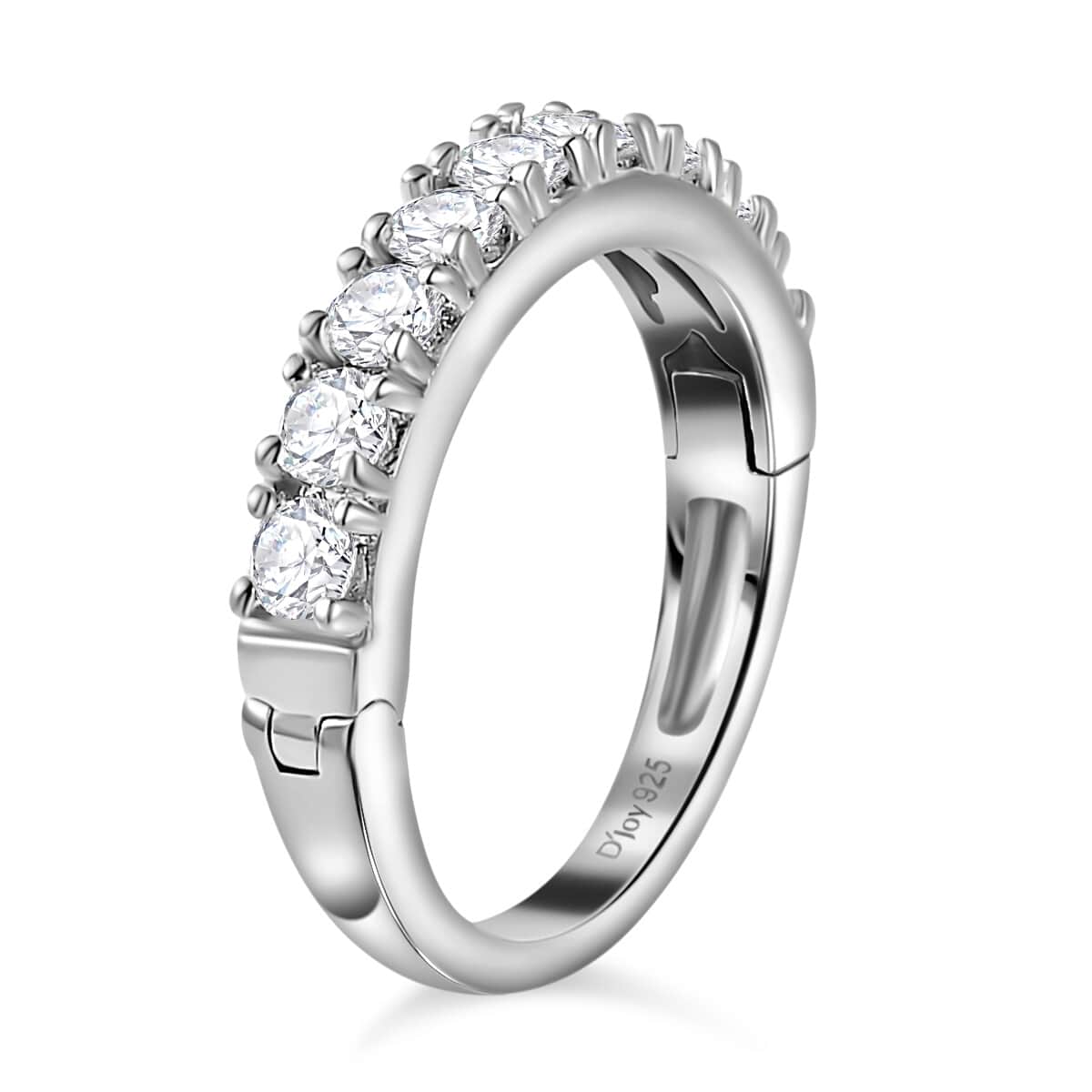 Moissanite Half Eternity Band Ring in Platinum Over Sterling Silver 1.00 ctw (Delivery in 5-7 Business Days) image number 4