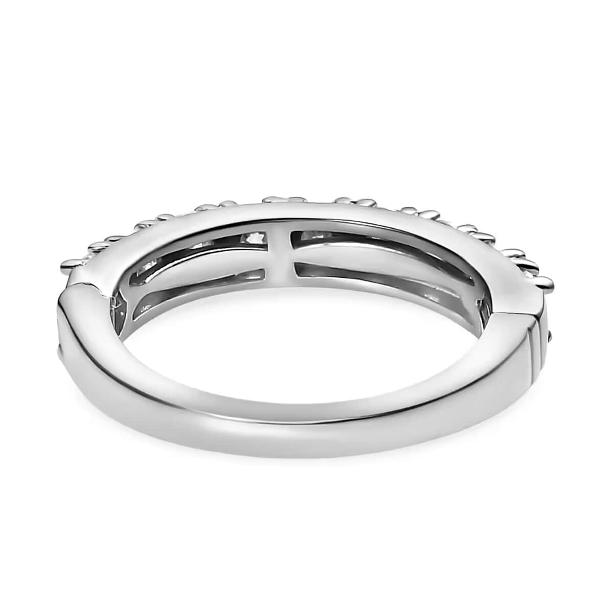 Moissanite Half Eternity Band Ring in Platinum Over Sterling Silver 1.00 ctw (Delivery in 5-7 Business Days) image number 8