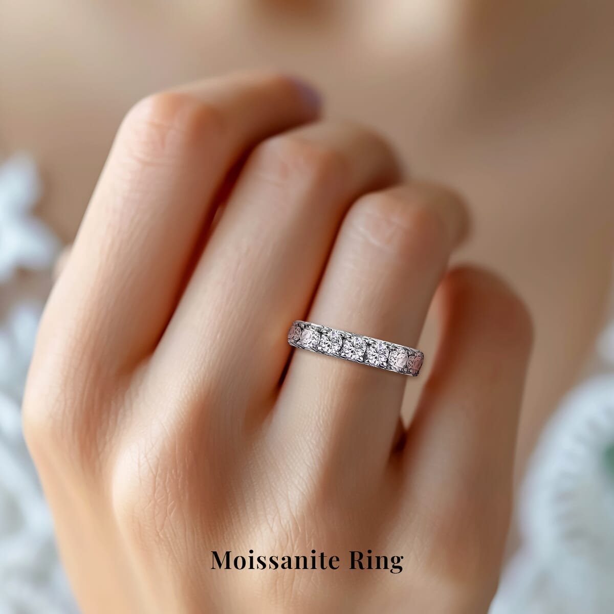 Moissanite Openable Arthritis Ring, Platinum Over Sterling Silver Ring, Moissanite Jewelry, Gifts For Her 1.00 ctw image number 1