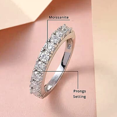 Moissanite Openable Arthritis Ring, Platinum Over Sterling Silver Ring, Moissanite Jewelry, Gifts For Her 1.00 ctw