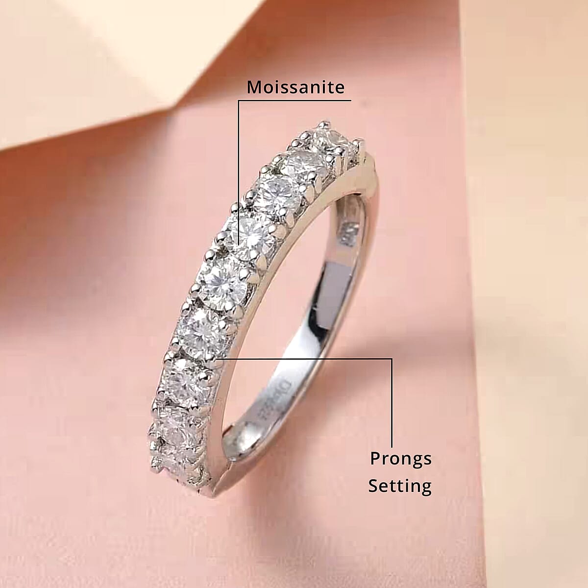 Moissanite Openable Arthritis Ring, Platinum Over Sterling Silver Ring, Moissanite Jewelry, Gifts For Her 1.00 ctw image number 5