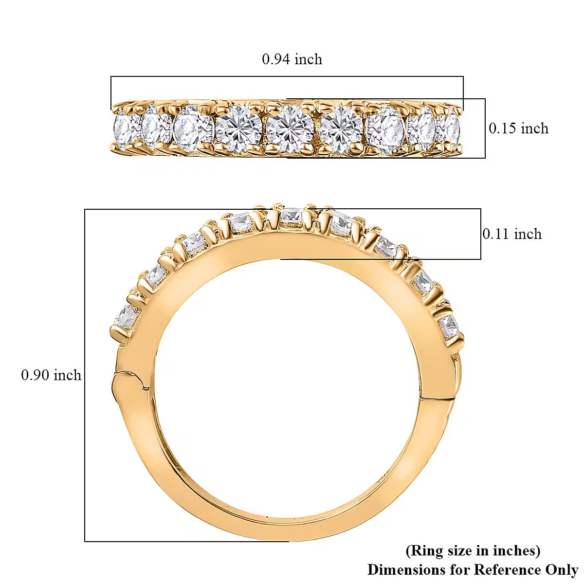 D'Joy Moissanite Openable Arthritis Ring, Vermeil Yellow Gold Over Sterling Silver Ring, Moissanite Jewelry, Gifts For Her 1.00 ctw (Size 10.0) image number 7