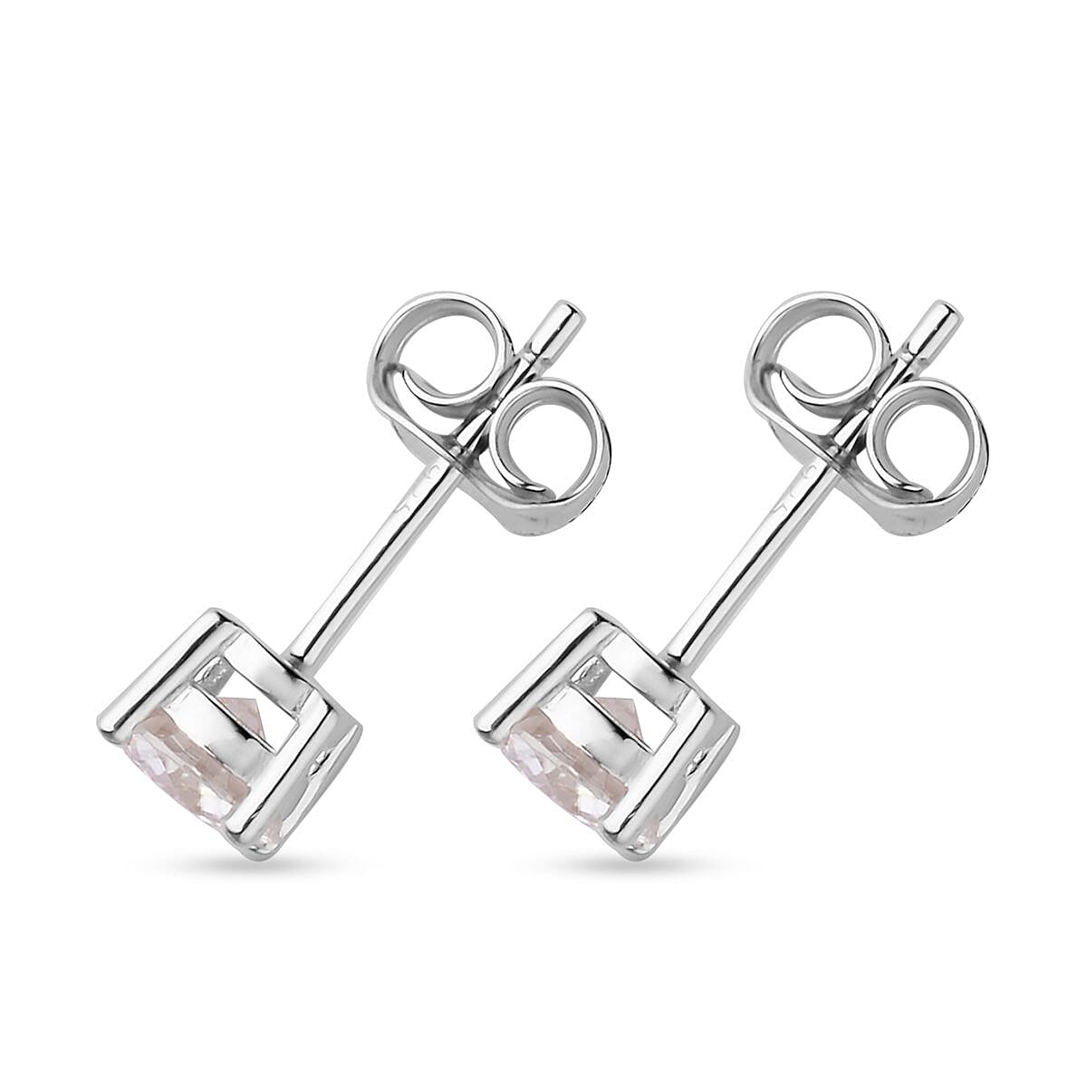 Moissanite Solitaire Stud Earrings in Rhodium Over Sterling Silver 0.90 ctw