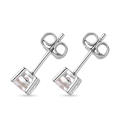 Moissanite Solitaire Stud Earrings in Rhodium Over Sterling Silver 0.90 ctw