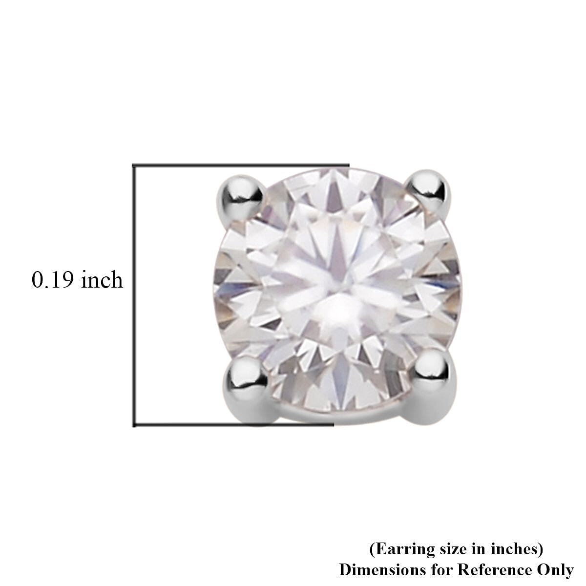 Moissanite Solitaire Stud Earrings in Rhodium Over Sterling Silver 0.90 ctw