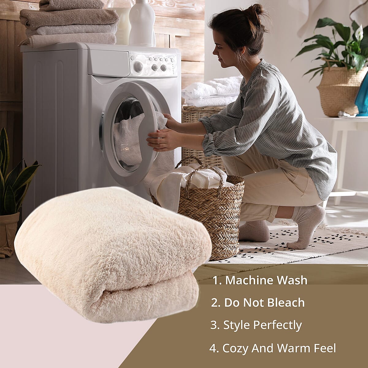 HOMESMART Orange Microfiber Sherpa Blanket image number 1