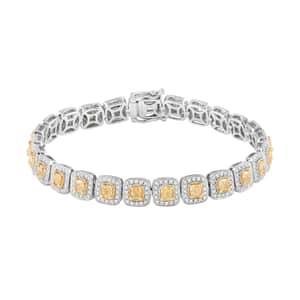 18K White Gold Natural Yellow and White Diamond SI Bracelet (7.00 In) 18.50 Grams 5.15 ctw