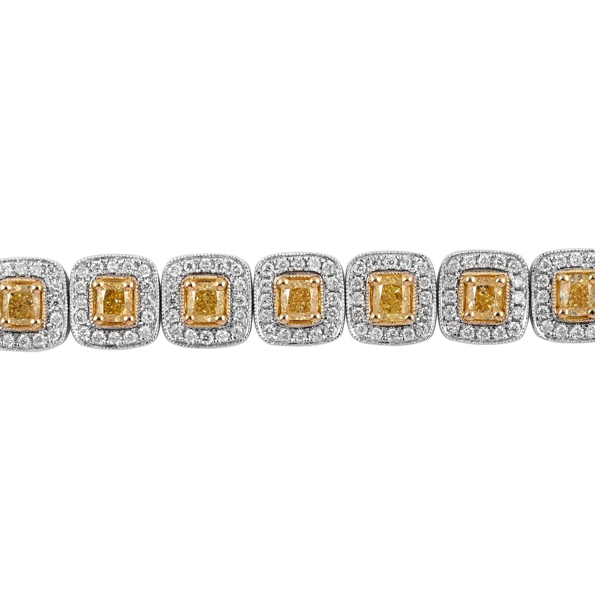 18K White Gold Natural Yellow and White Diamond SI Bracelet (7.00 In) 18.50 Grams 5.15 ctw image number 2