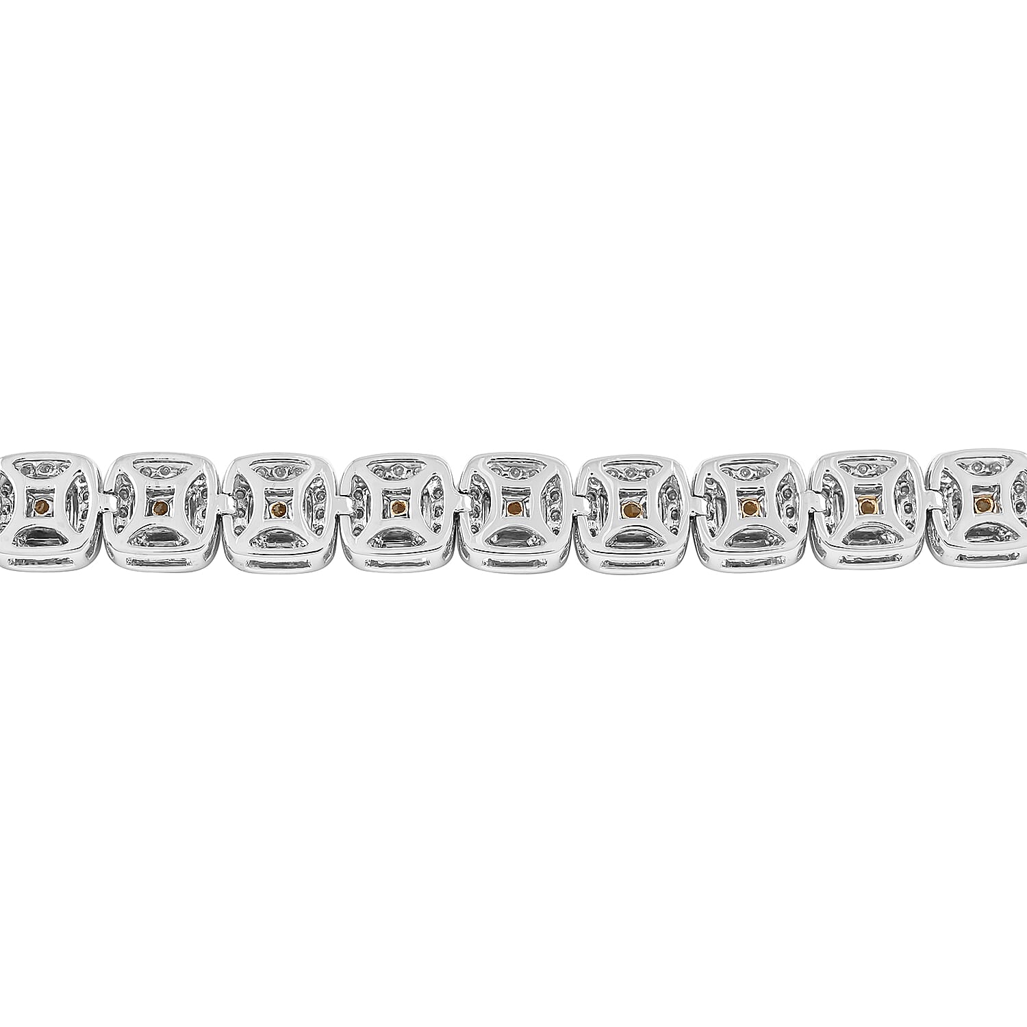 18K White Gold Natural Yellow and White Diamond SI Bracelet (7.00 In) 18.50 Grams 5.15 ctw
