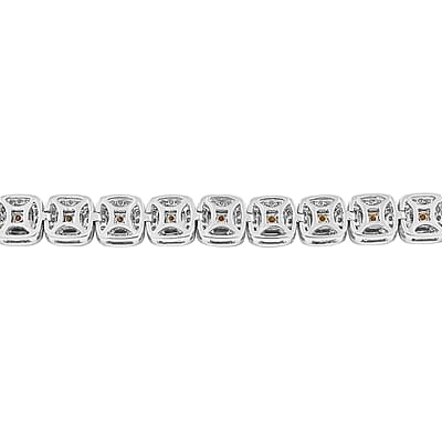 18K White Gold Natural Yellow and White Diamond SI Bracelet (7.00 In) 18.50 Grams 5.15 ctw