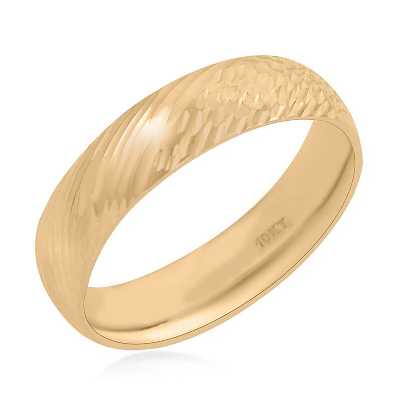 10K Yellow Gold Wave and Hammer Texture Band Ring (Size 10.0) 2.47 Grams