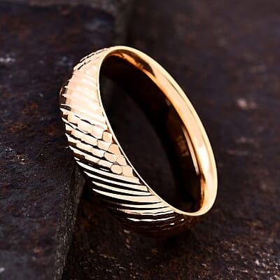 10K Yellow Gold Wave and Hammer Texture Band Ring (Size 10.0) 2.47 Grams