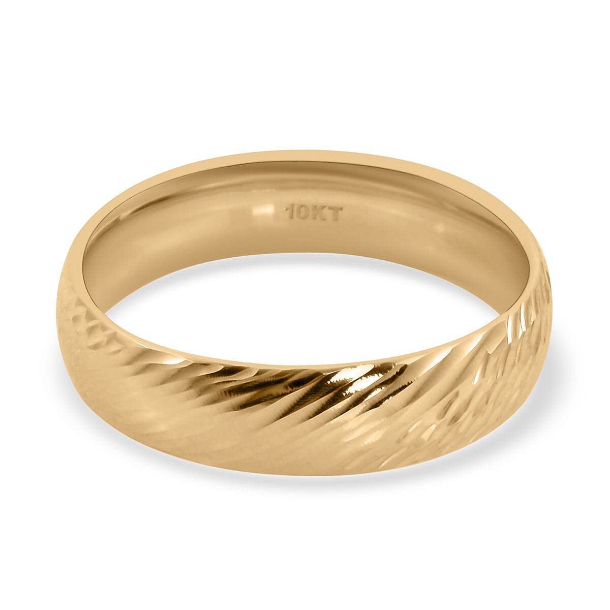 10K Yellow Gold Wave and Hammer Texture Band Ring (Size 10.0) 2.47 Grams