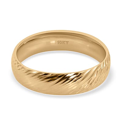 10K Yellow Gold Wave and Hammer Texture Band Ring (Size 10.0) 2.47 Grams