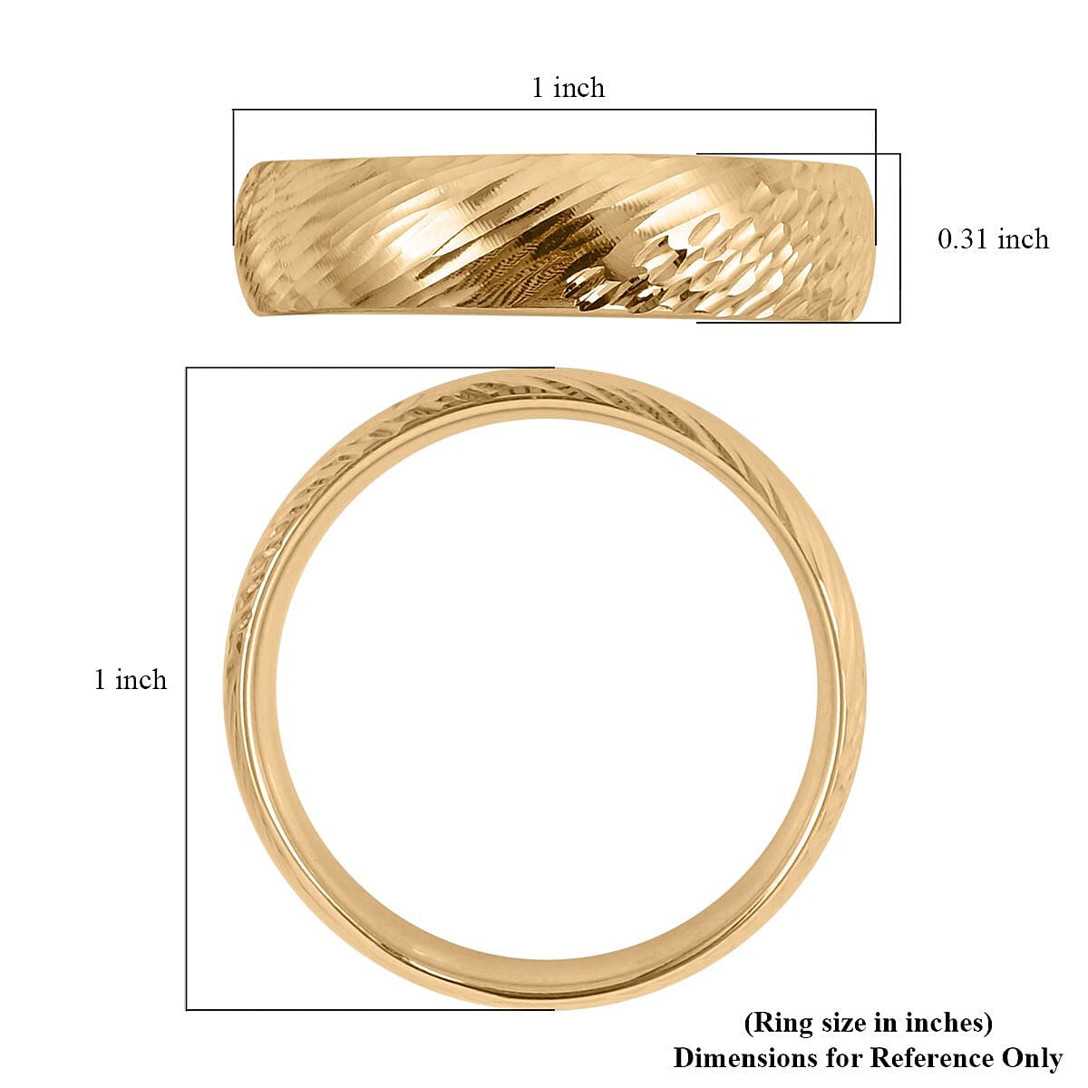 10K Yellow Gold Wave and Hammer Texture Band Ring (Size 10.0) 2.47 Grams