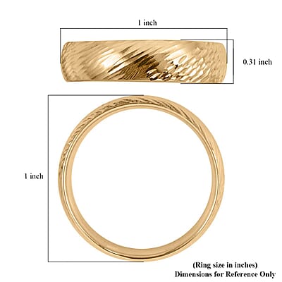10K Yellow Gold Wave and Hammer Texture Band Ring (Size 10.0) 2.47 Grams