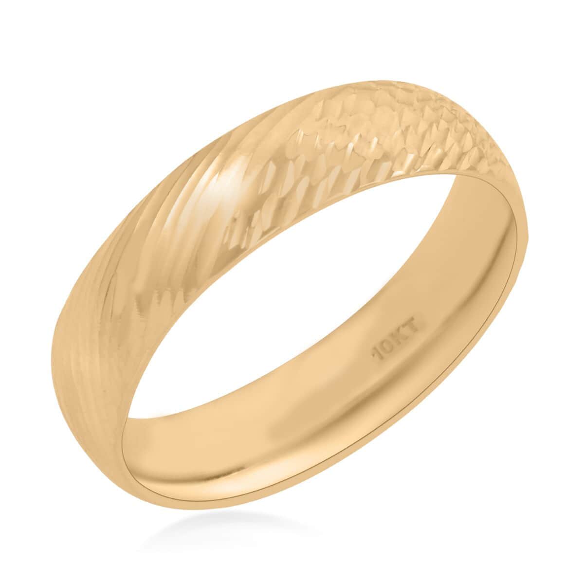 10K Yellow Gold Wave and Hammer Texture Band Ring (Size 5.0) 2.47 Grams image number 0