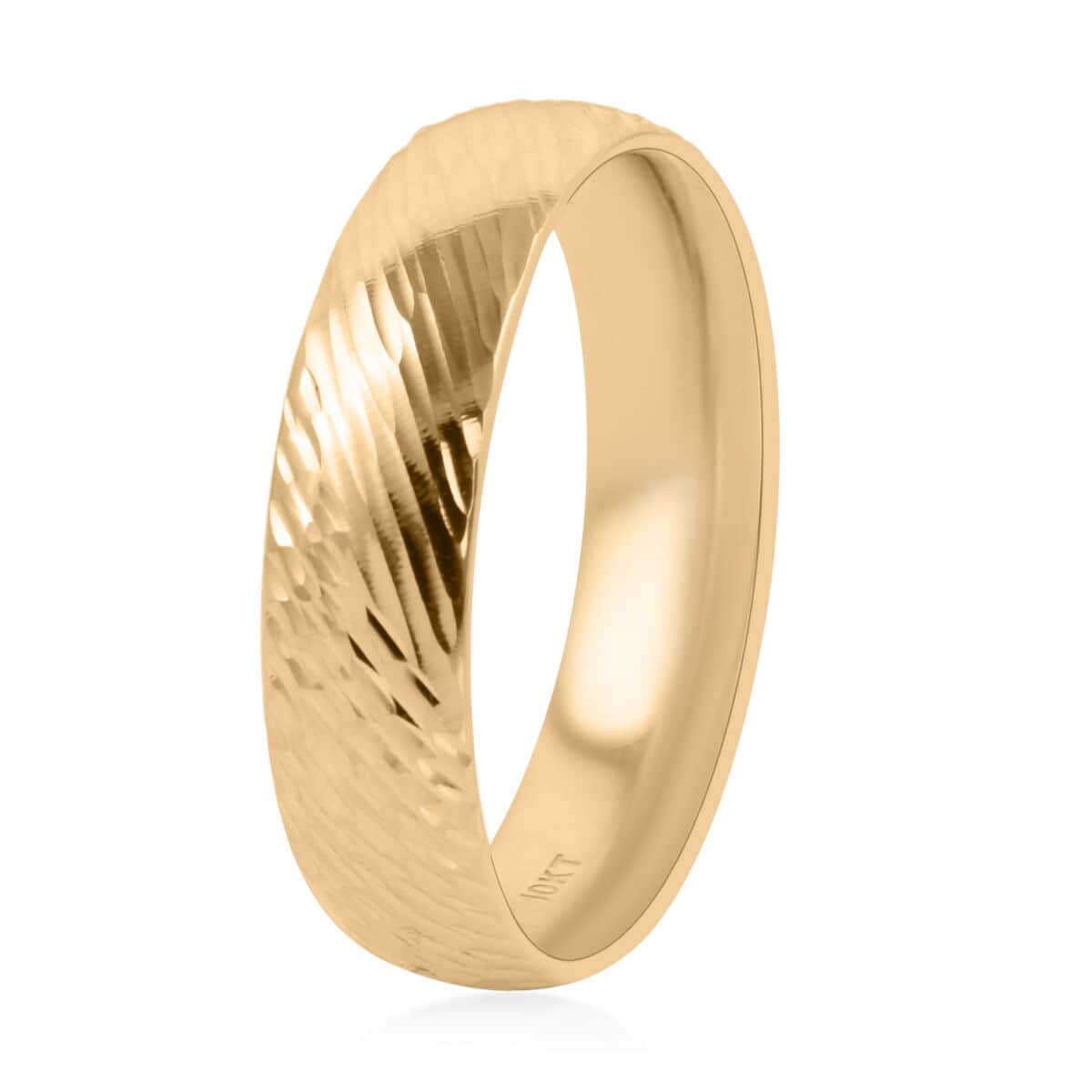 10K Yellow Gold Wave and Hammer Texture Band Ring (Size 5.0) 2.47 Grams image number 3