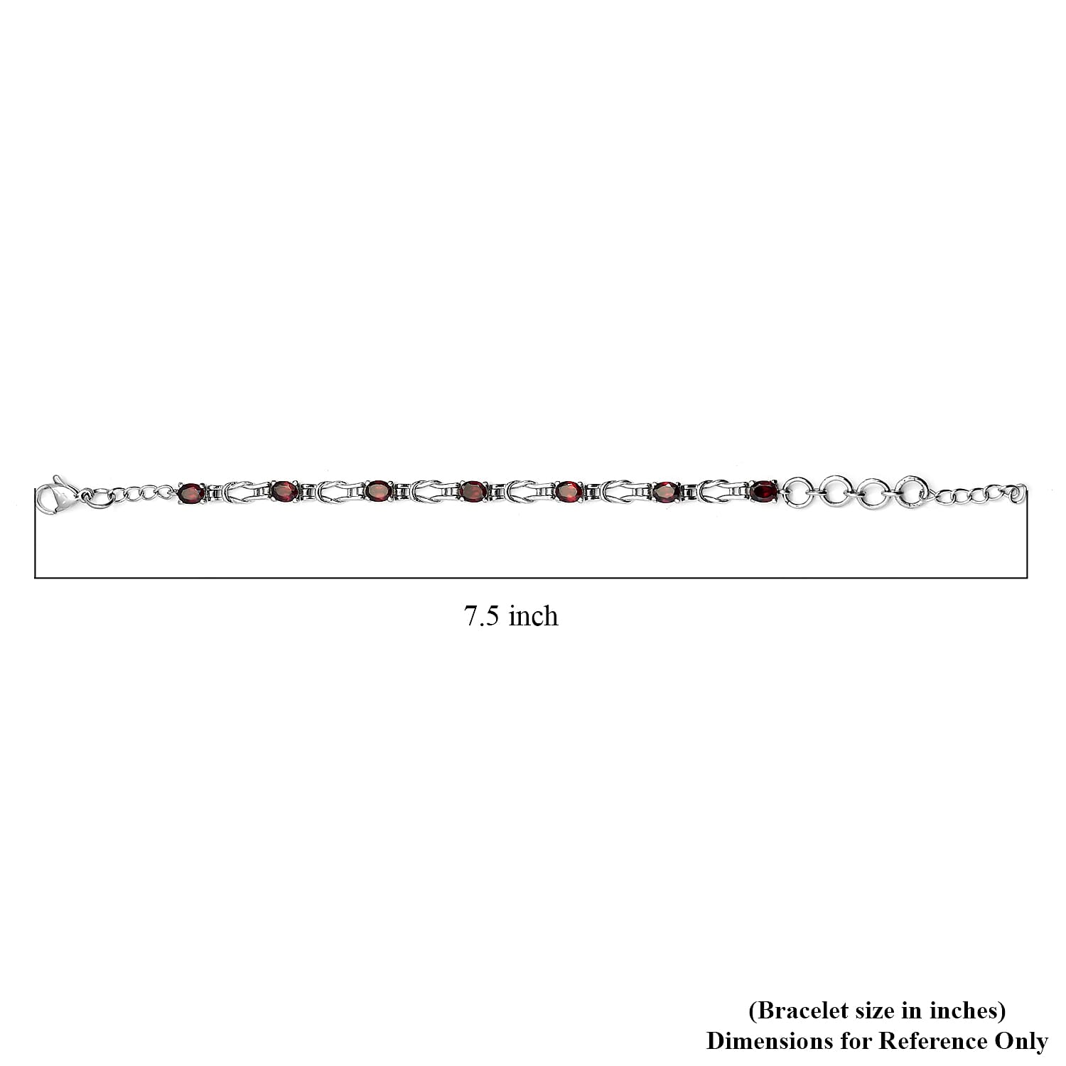 Orissa Rhodolite Garnet Bracelet in Stainless Steel (6.50 In) 3.00 ctw , Tarnish-Free, Waterproof, Sweat Proof Jewelry