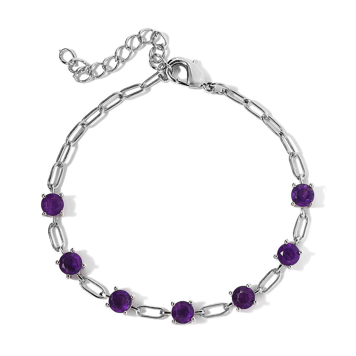 Karis Amethyst Station Bracelet in Platinum Bond (6.50 In) 3.15 ctw image number 0