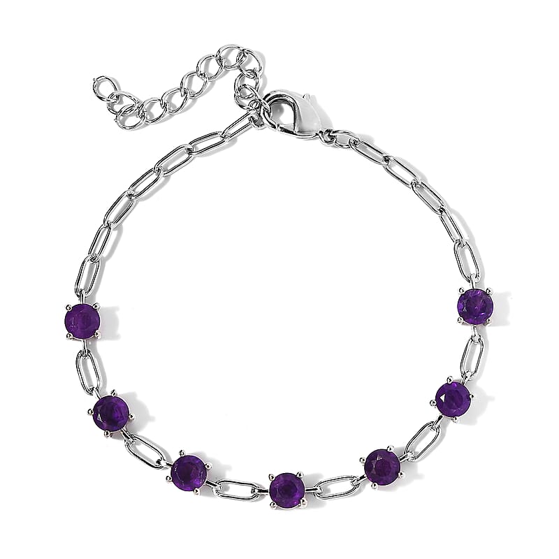 Karis Amethyst Station Bracelet in Platinum Bond (6.50 In) 3.15 ctw