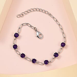 Karis Amethyst Station Bracelet in Platinum Bond (6.50 In) 3.15 ctw