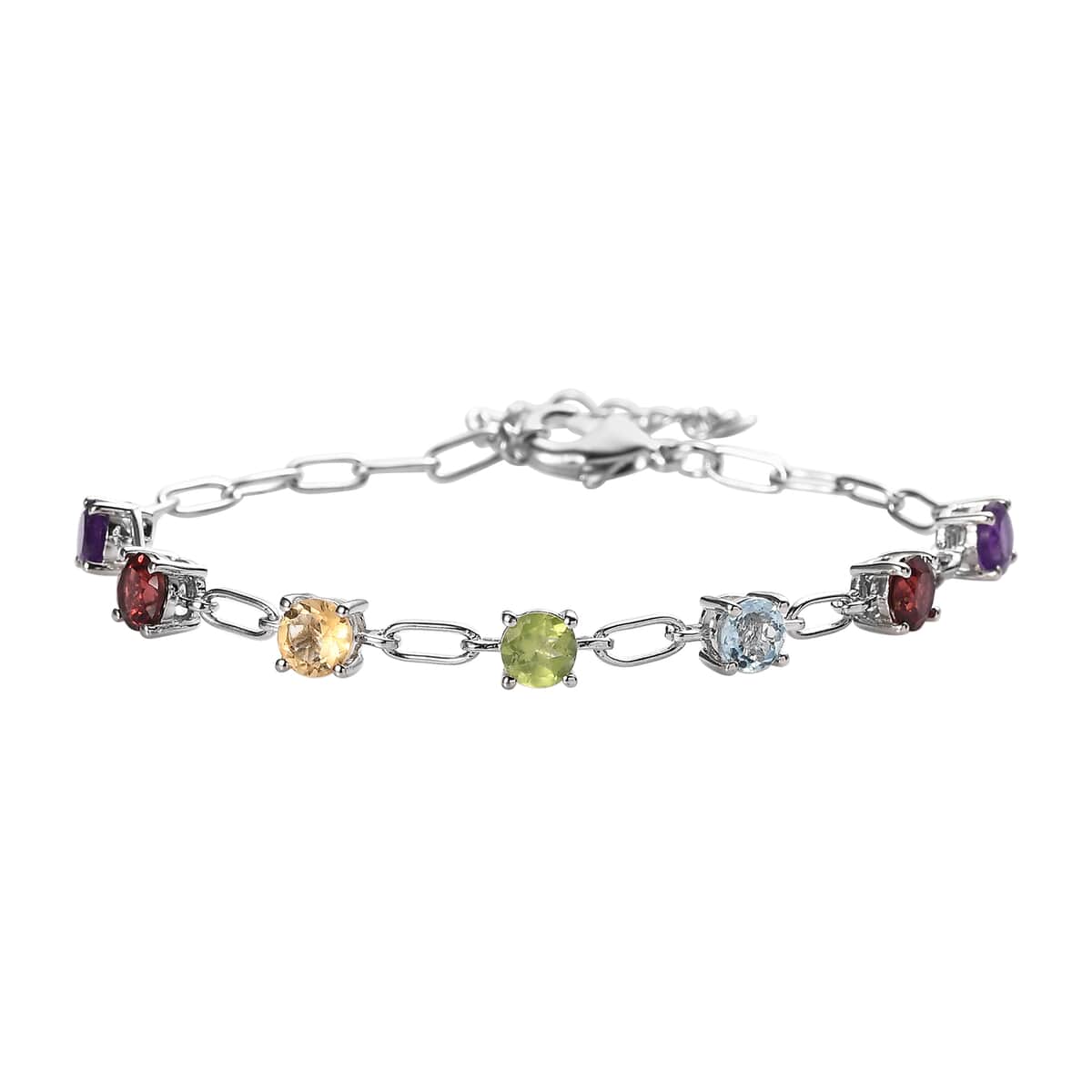 Buy Karis Multi Gemstone Bracelet in Platinum Bond (6.50 In) 3.60 ctw ...