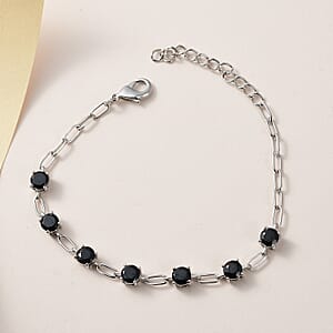 Karis Thai Black Spinel Bracelet in Platinum Bond (6.50 In) 3.85 ctw