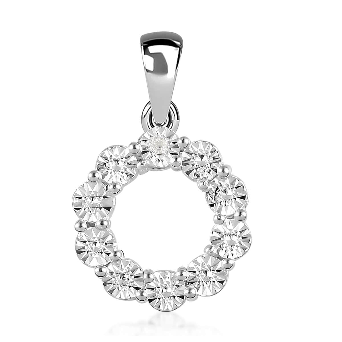 Diamond Accent Circle Pendant in Sterling Silver image number 0