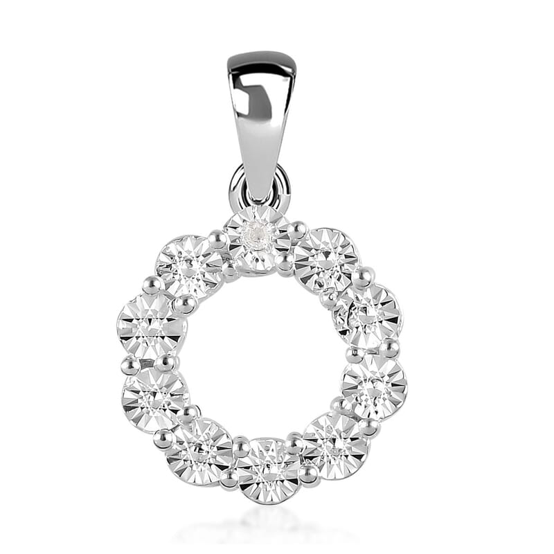 Diamond Accent Circle Pendant in Sterling Silver