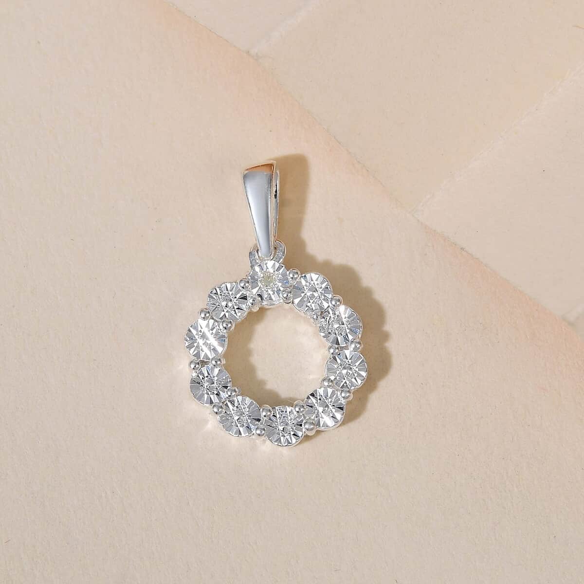 Diamond Accent Circle Pendant in Sterling Silver image number 1